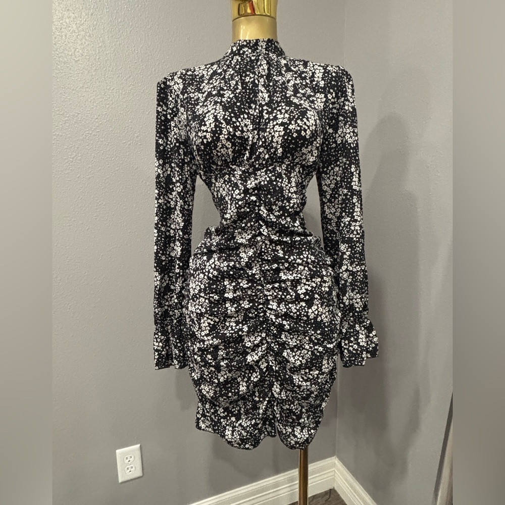 Elegant Black and White Floral Dress